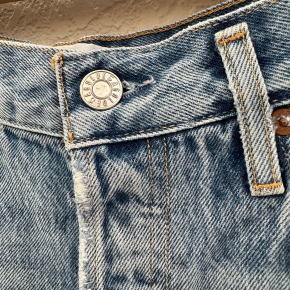 Agolde Blue Distressed Jean Shorts - Picture 3 of 7